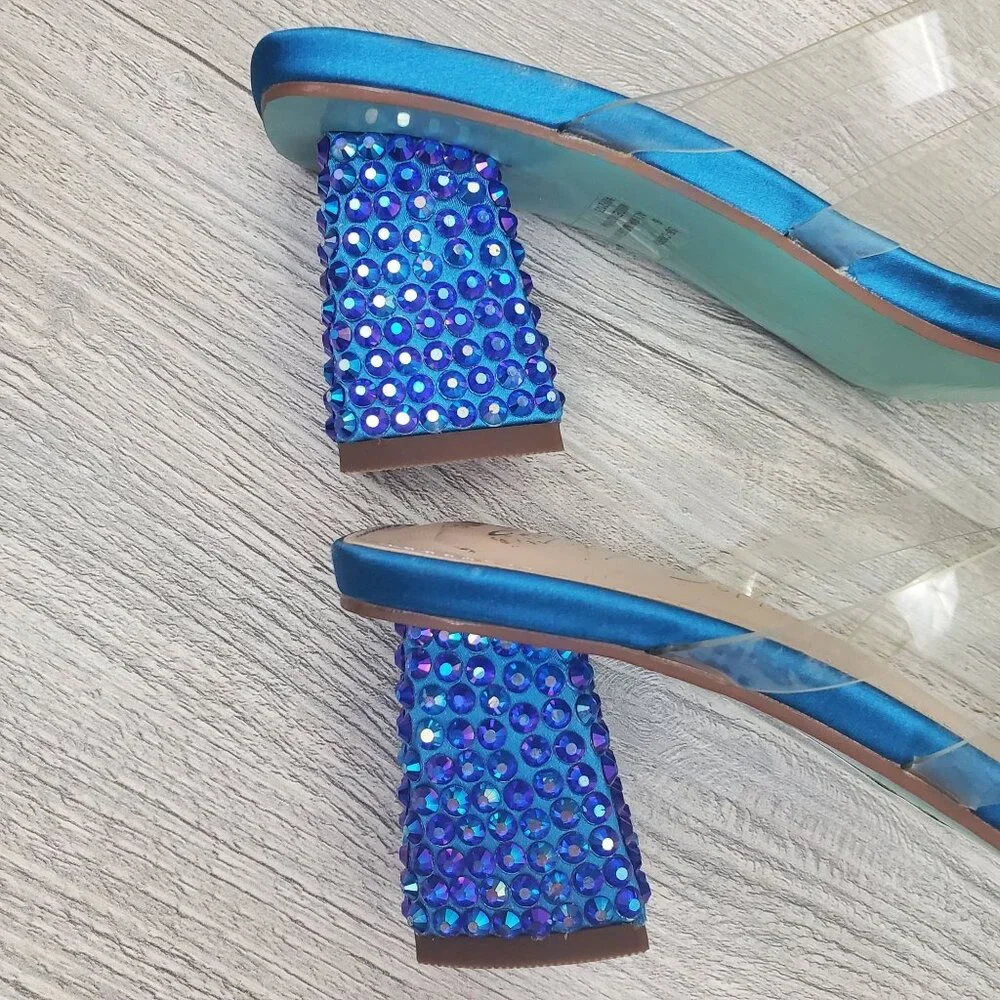 Betsey Johnson Capri blue rhinestone heels